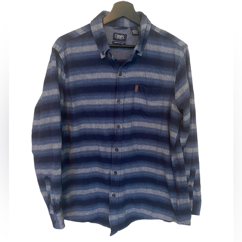 Chaps Striped Flannel Shirt Size L
